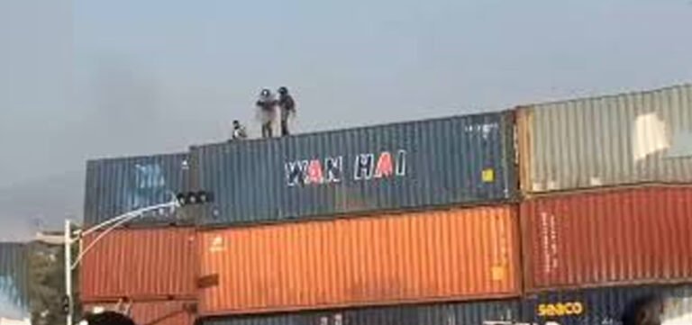 Protester Praying on Container Pushed Down by Security Forces: Watch Video