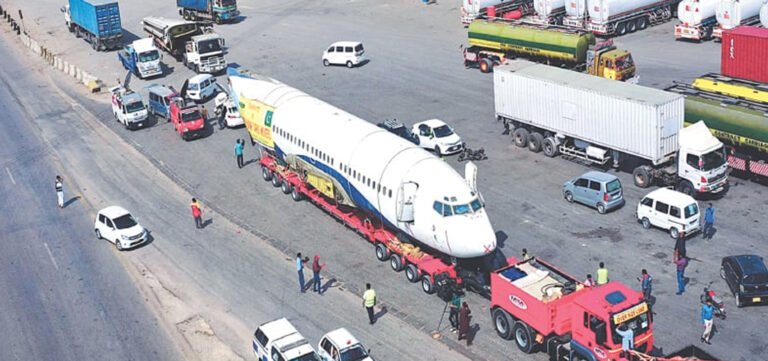 Retired Plane Transported by Road to Hyderabad